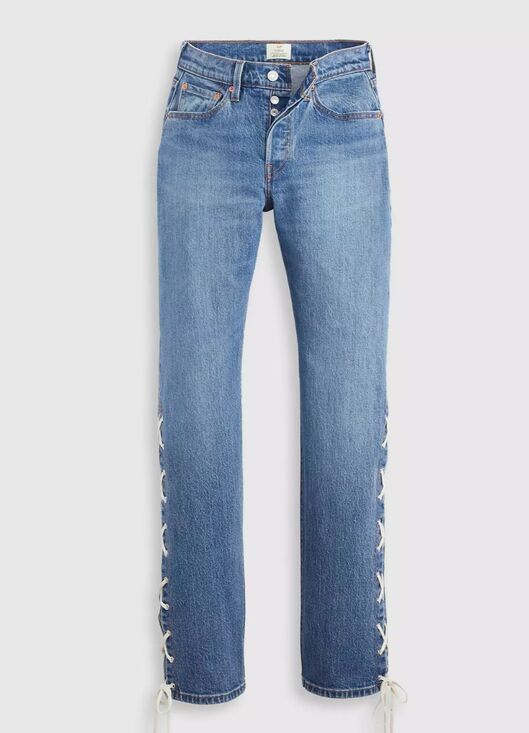 Levi's Denim - Beyoncé X Levi’s 501 Curvy Jeans Womens 28x32 Medium Wash Lace Up High Rise EUC